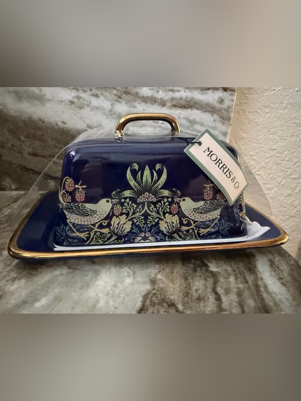 Morris & Co Strawberry Thief Butter Dish